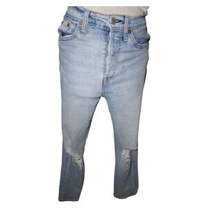 Levi’s 501 Distressed Light Wash Jeans Size 28L28 Women’s High Rise Straight